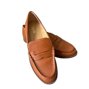 J. Crew Womens Shoes Tan Vegan Leather Penny Loafers Warm Chicory Sz. 8